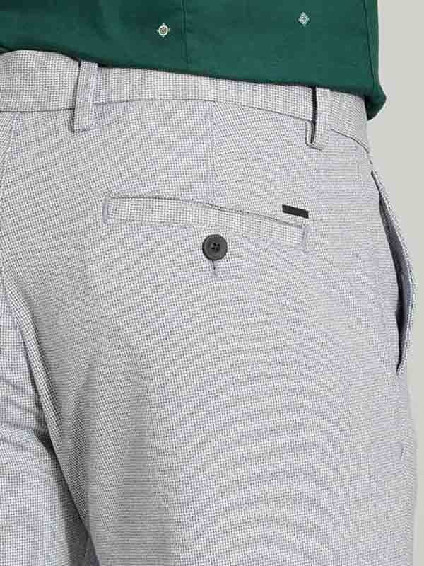 Indian Terrain Men's Slim Fit Self Design Navy Trousers